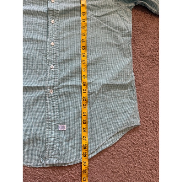 VTG‎ Ralph Lauren Button Up Men's Medium Green White Short Sleeve Gingham Shirt - Picture 7 of 8
